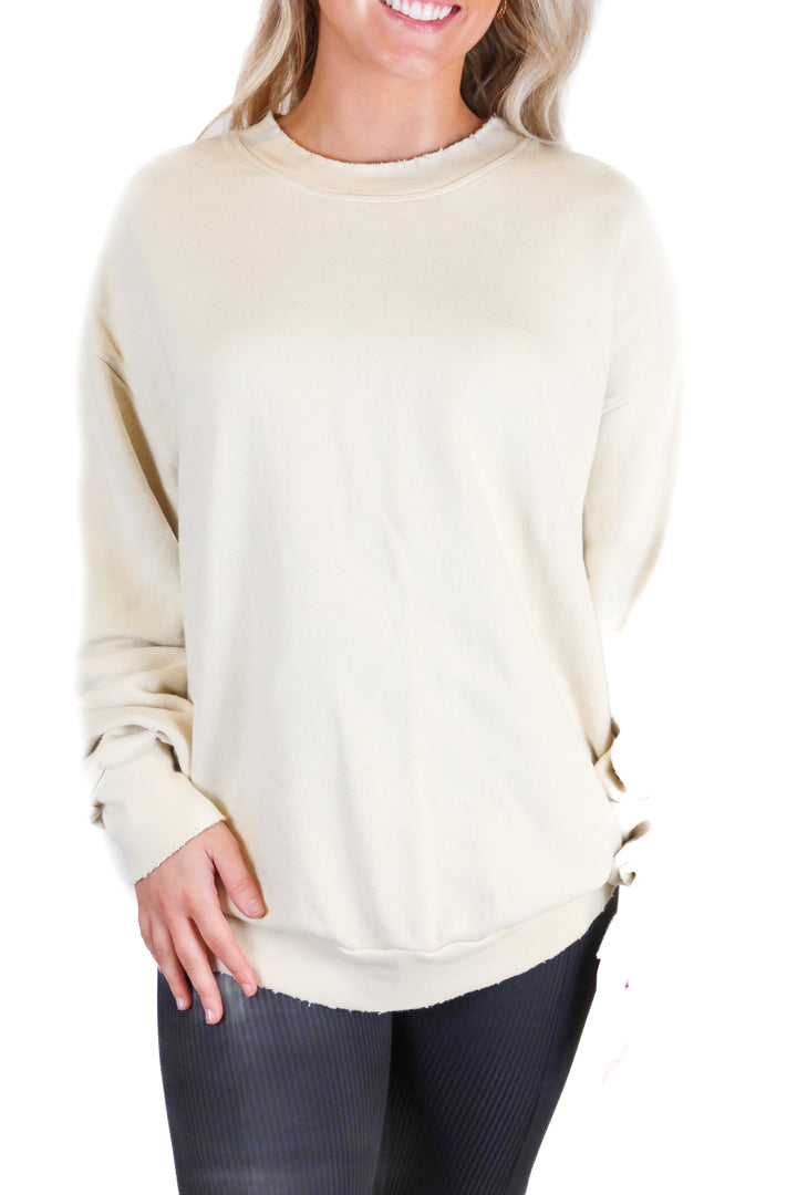 “See The Good Always Wonder Be Kind” Distressed Off White Sweatshirt (S)
