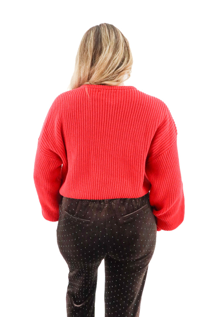 blue blush red love sweater (l)