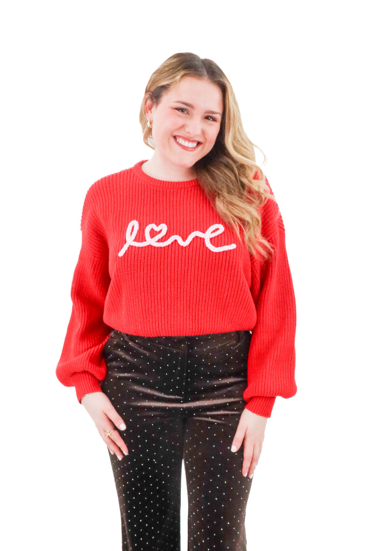 blue blush red love sweater (l)