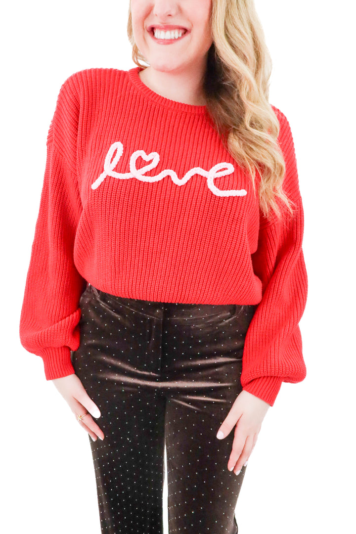 blue blush red love sweater (l)