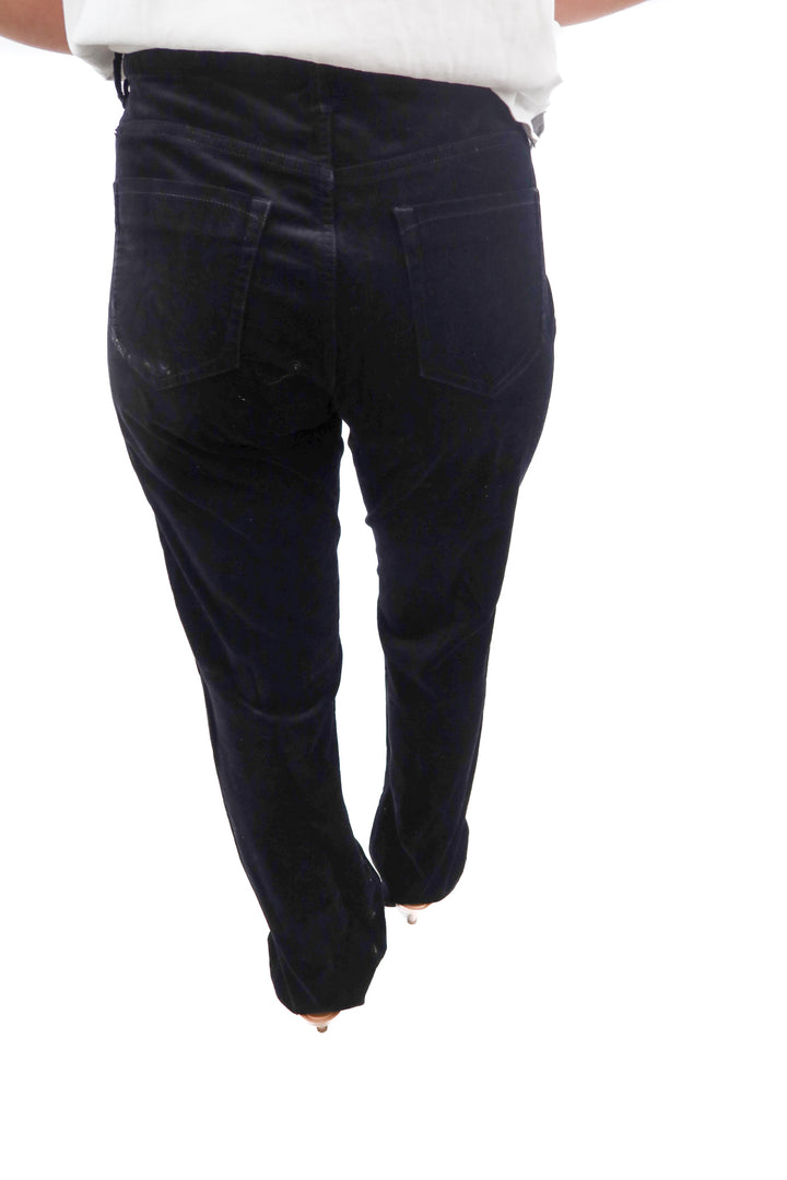 christopher blue black velvet pants (10; retail $135)