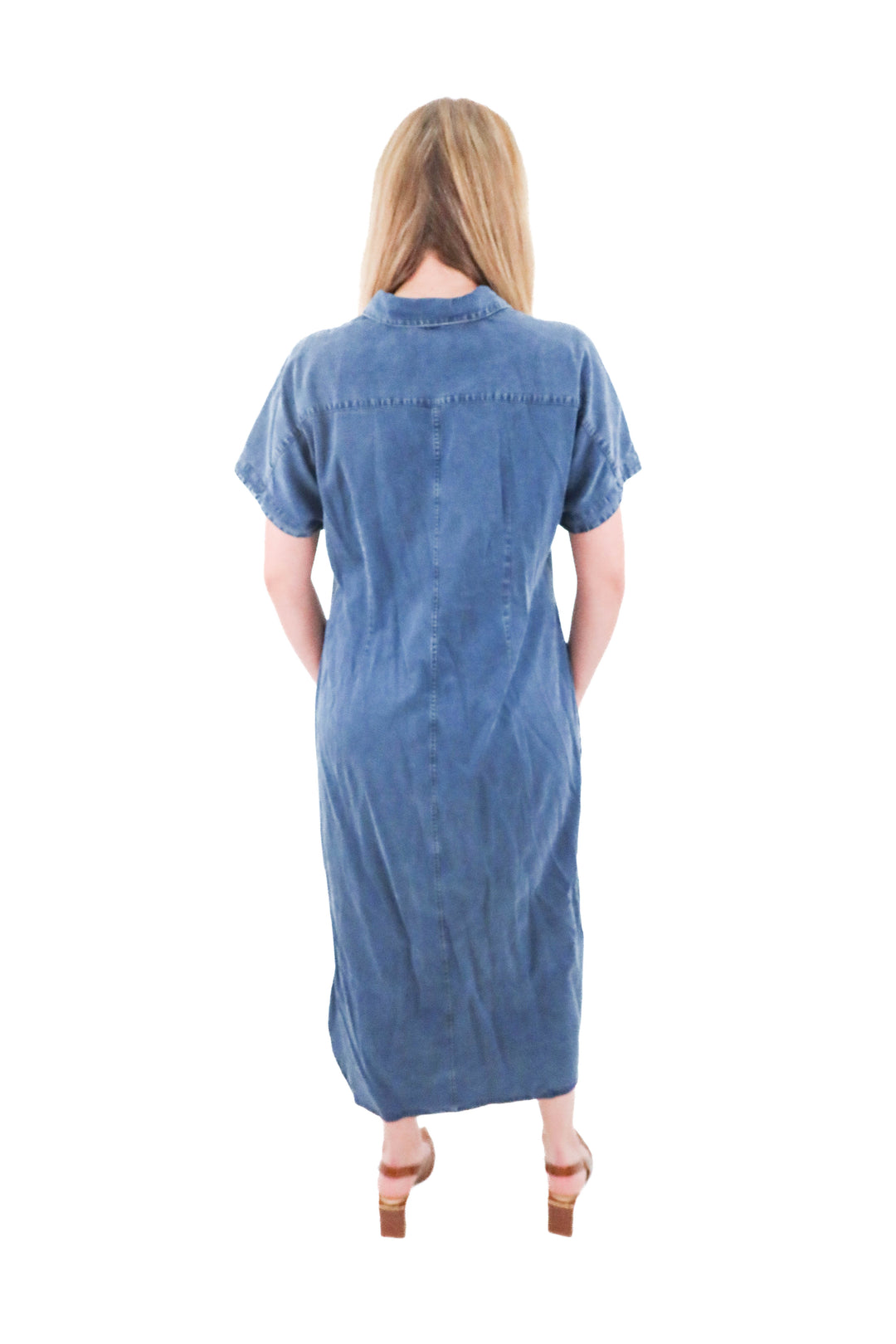 soft surroundings denim buttondown dress (l)