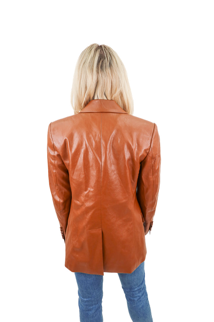 a.l.c brown leather blazer (4; retail $495)