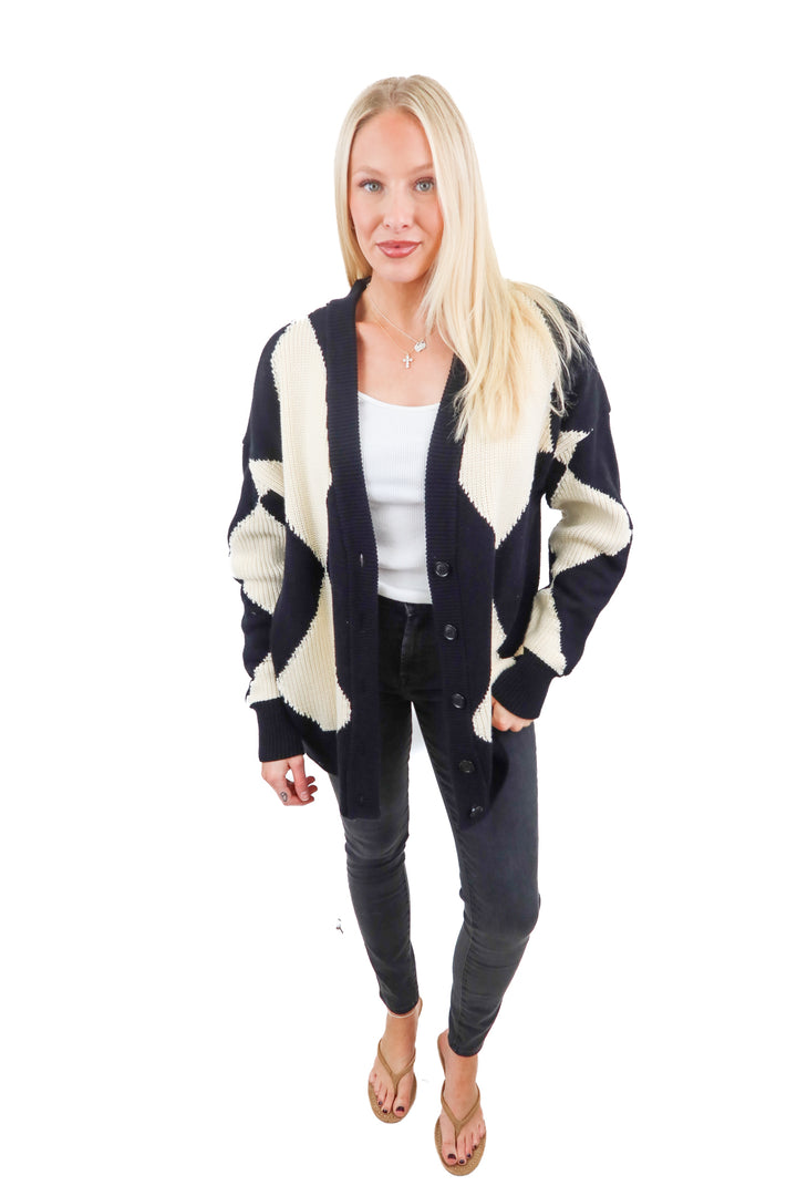 pistola black/white cardigan (m; retail $148)