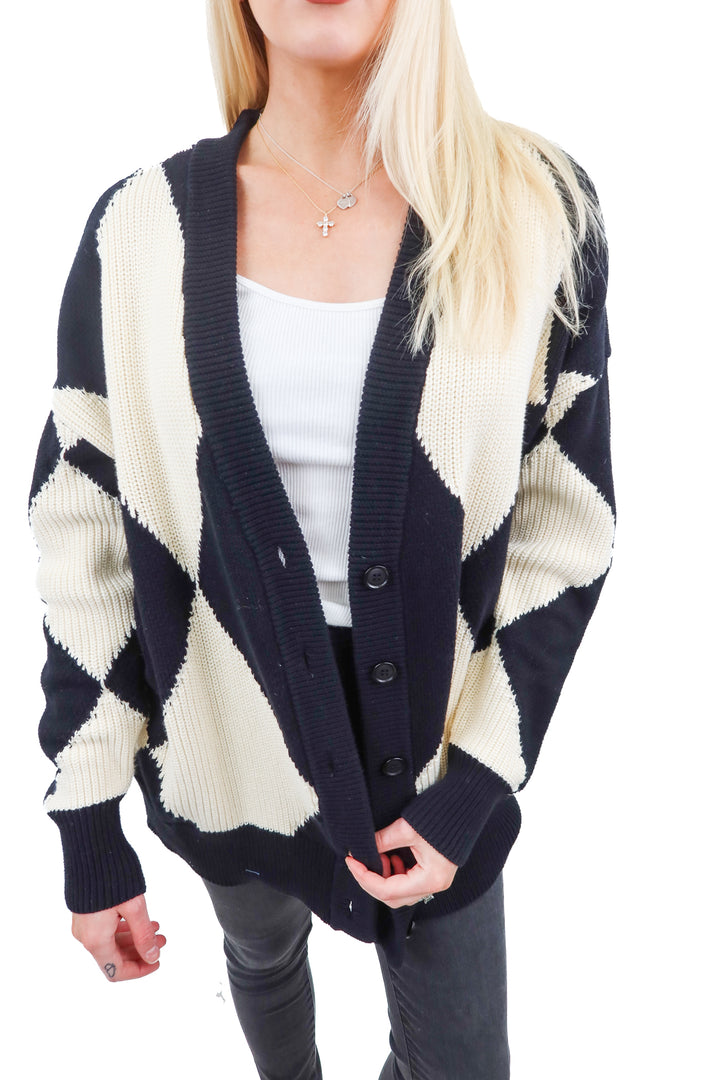 pistola black/white cardigan (m; retail $148)
