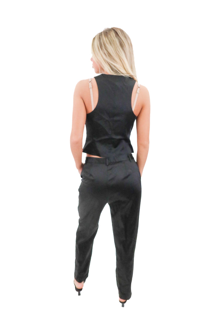 L'agence black vest top and pants set (2/4; retail $695)