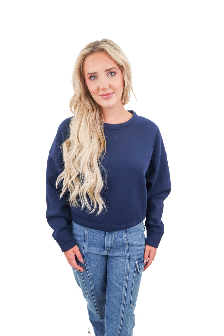ann taylor navy crewneck NWT (s)