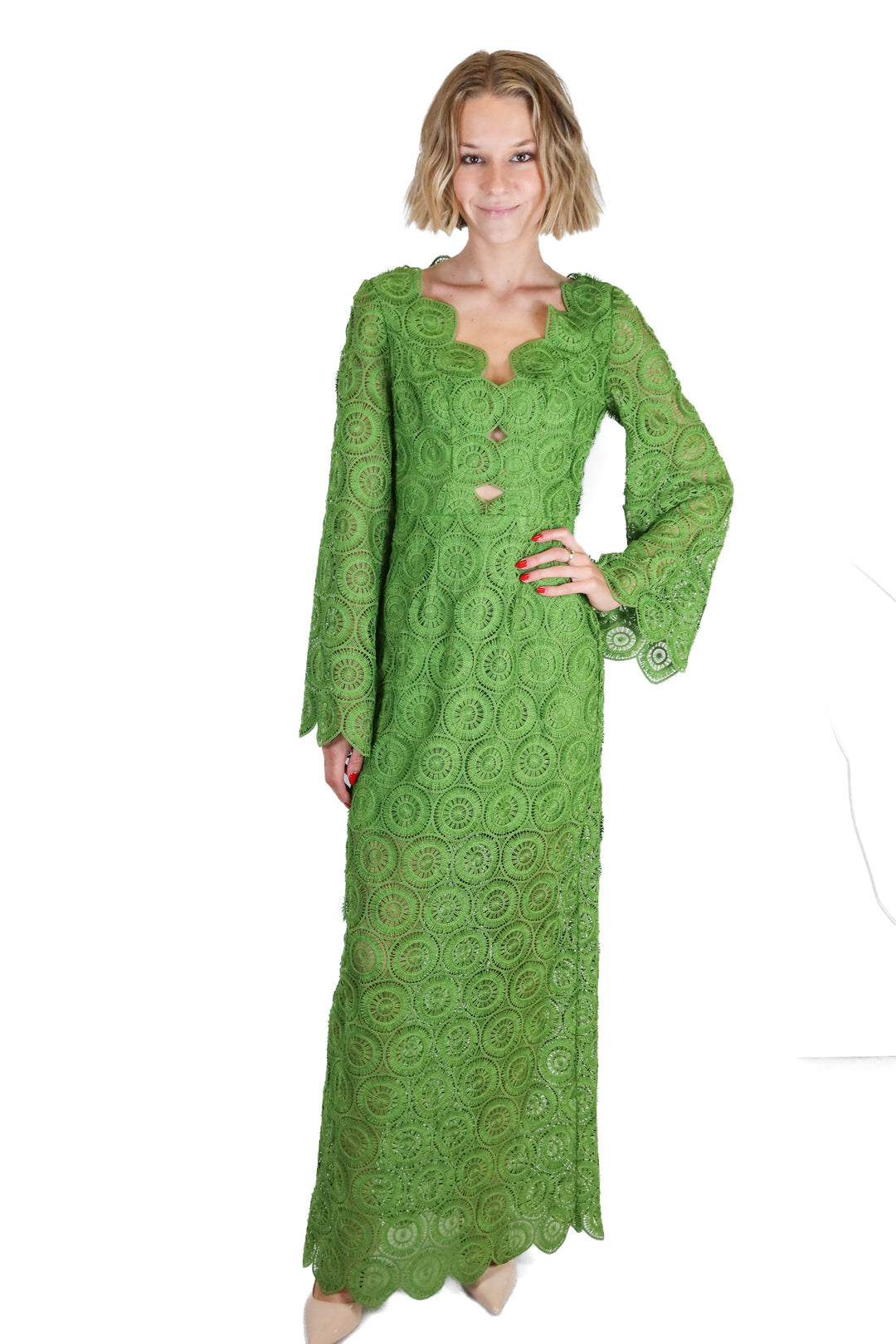 Trina Turk green textured maxi dress NWT (0; $458)