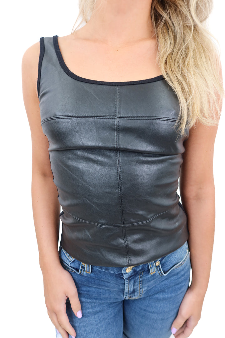 bailey44 black vegan leather tank (xs)