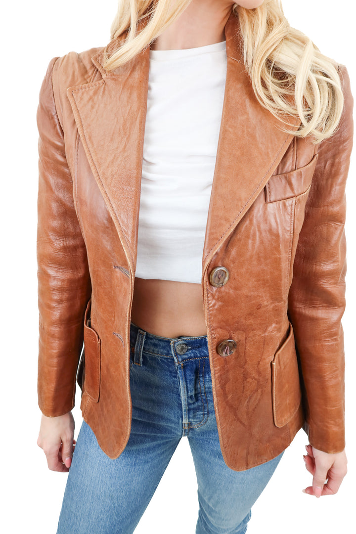 A Bear for Wear vintage brown leather jacket (S)