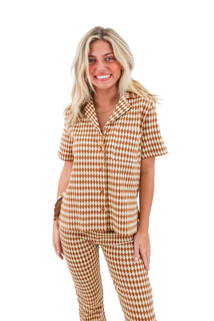 brixton checkered dominica top nwt (xs; retail $120)