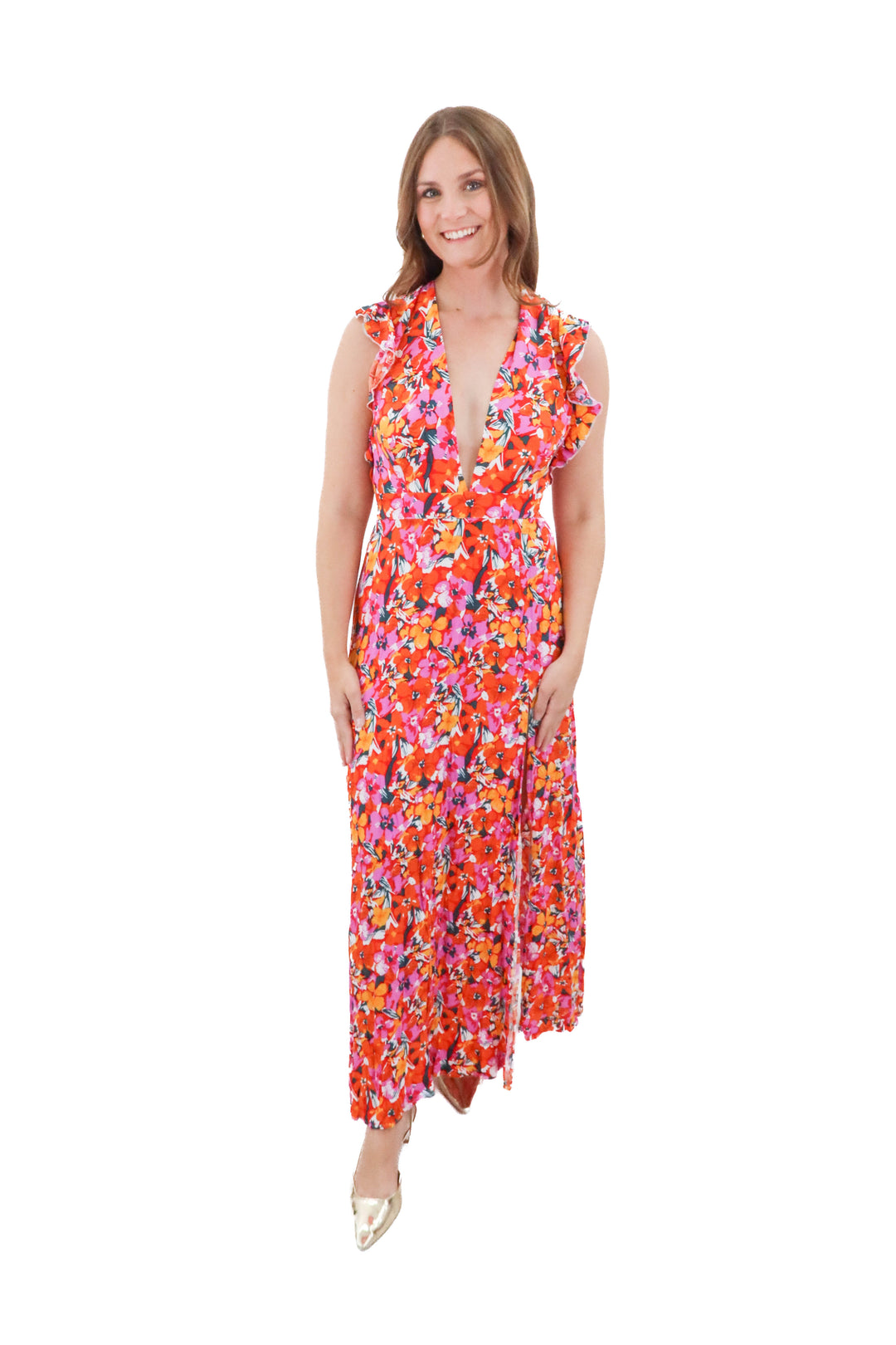 showpo floral printed maxi dress (10; retail $98)