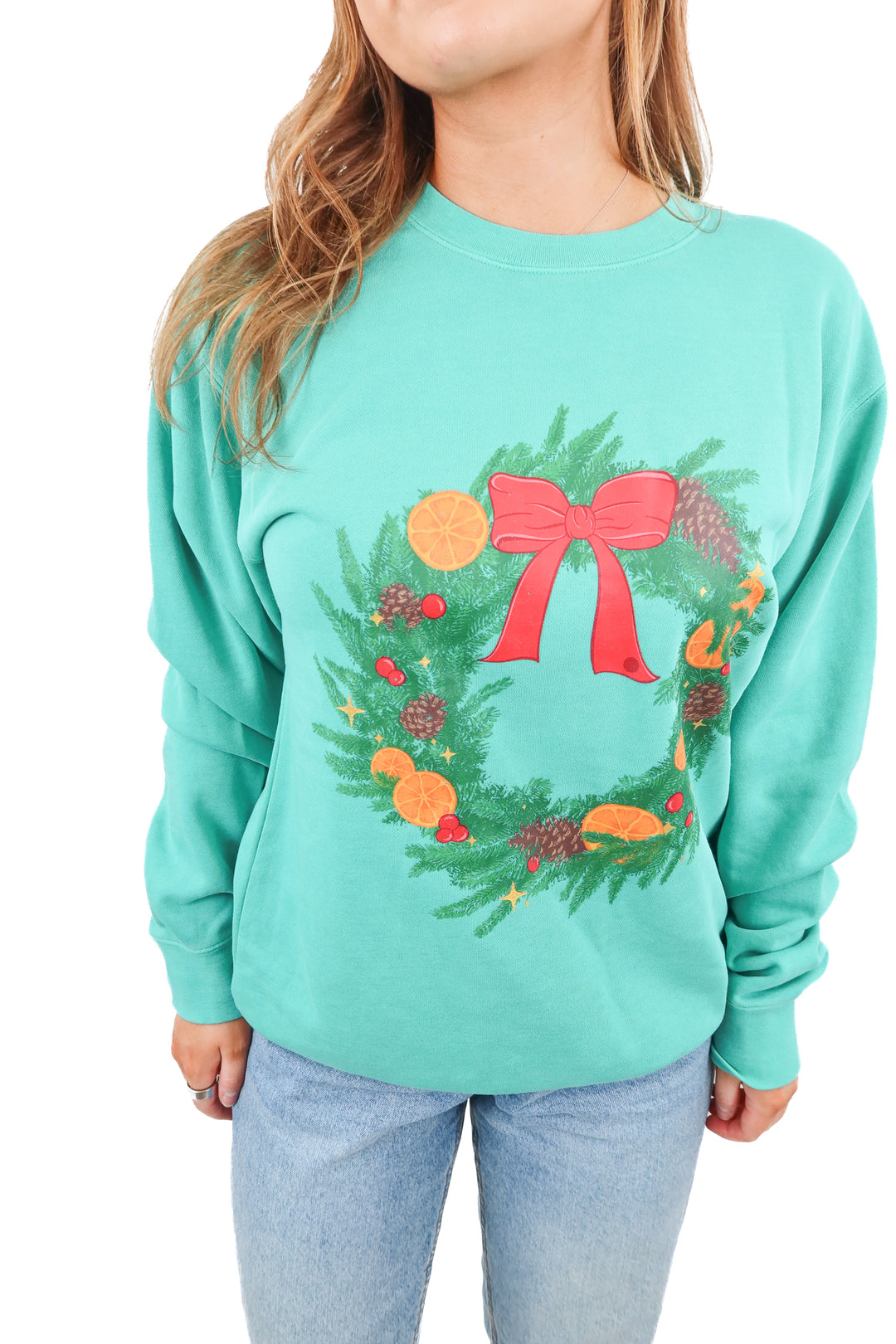 living fully green wreath xmas crewneck (s; retail $80)