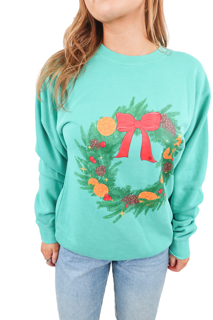 living fully green wreath xmas crewneck (s; retail $80)