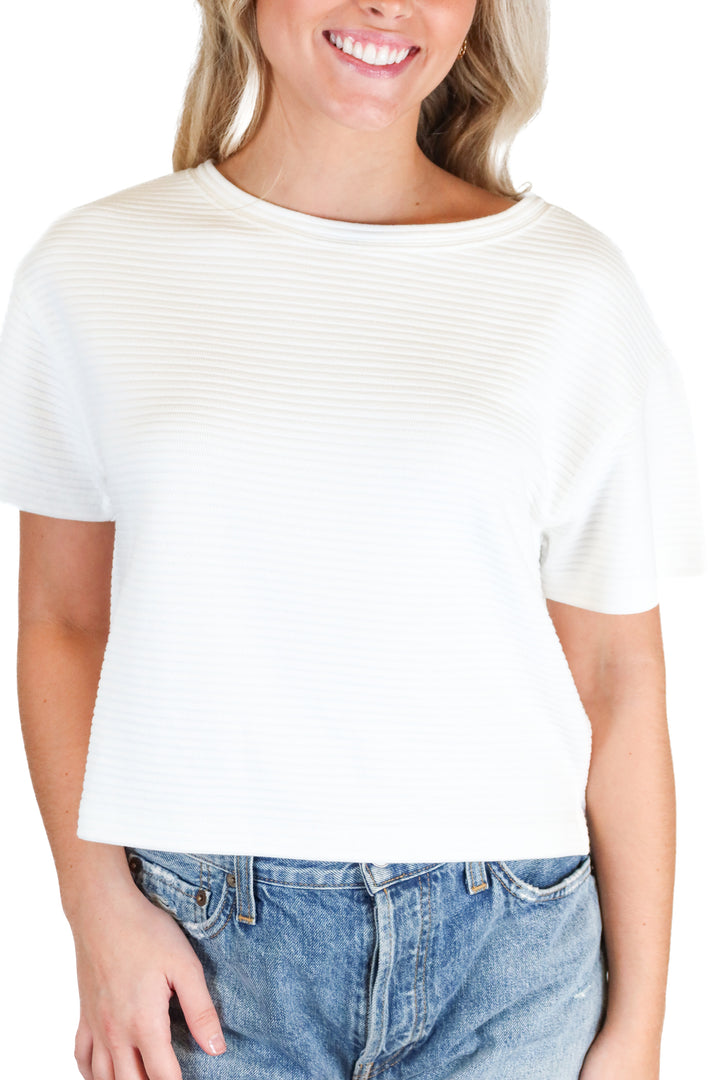 travis mathew white ribbed short sleeve tee (xs; retail $59.95)