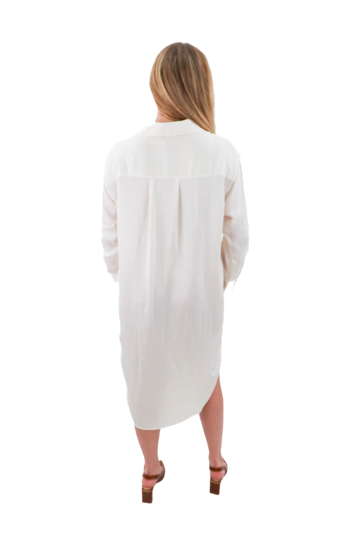 h&m cream satin buttondown dress (l)