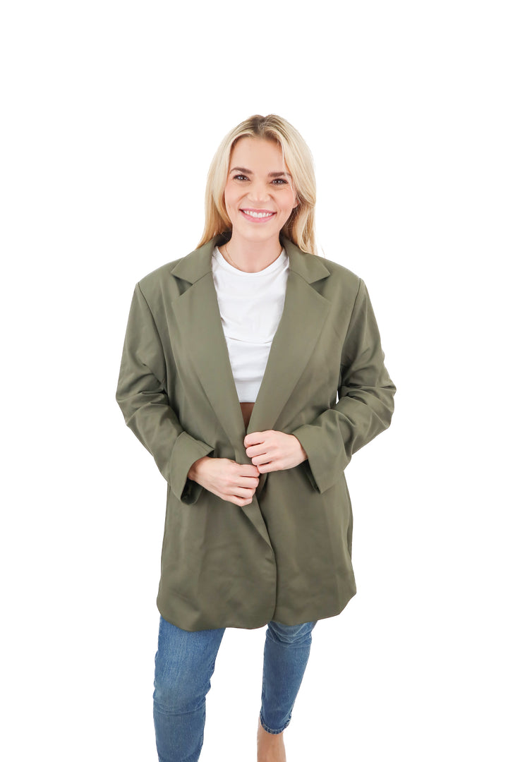 Cupshe x Jojo Fletcher army green oversize blazer NWT (M)