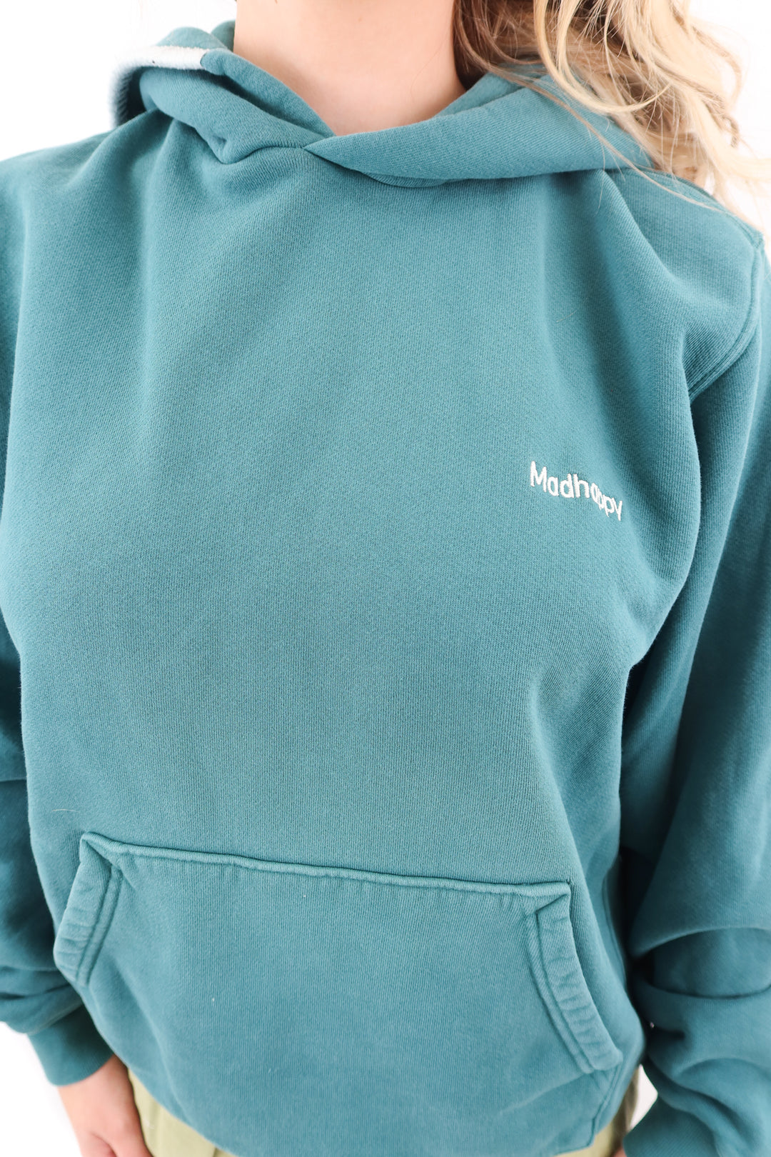 madhappy green hoodie (m; retail $225)