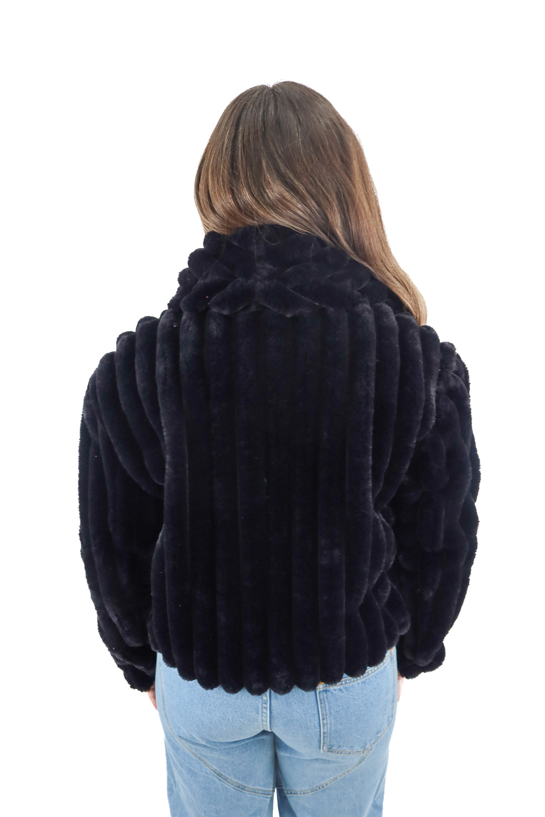 blank nyc black fur jacket (m; retail $128)