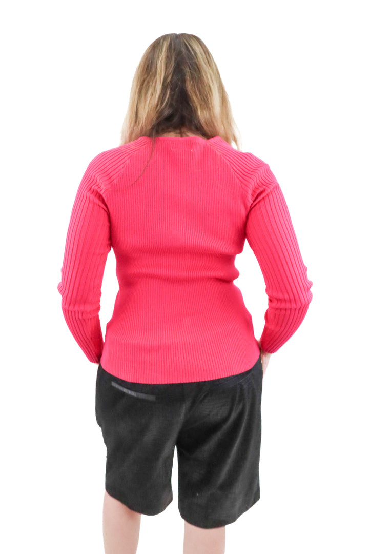questions? pink ribbed cutout longsleeve top NWT (L)