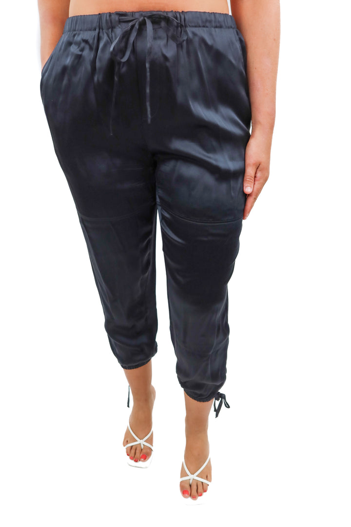 joie black silk joggers (L; retail $228)