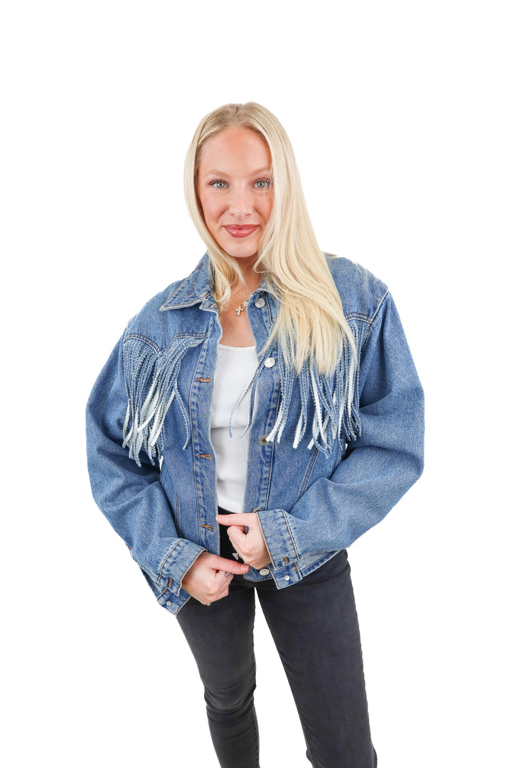 MSGM fringe jean jacket (S)