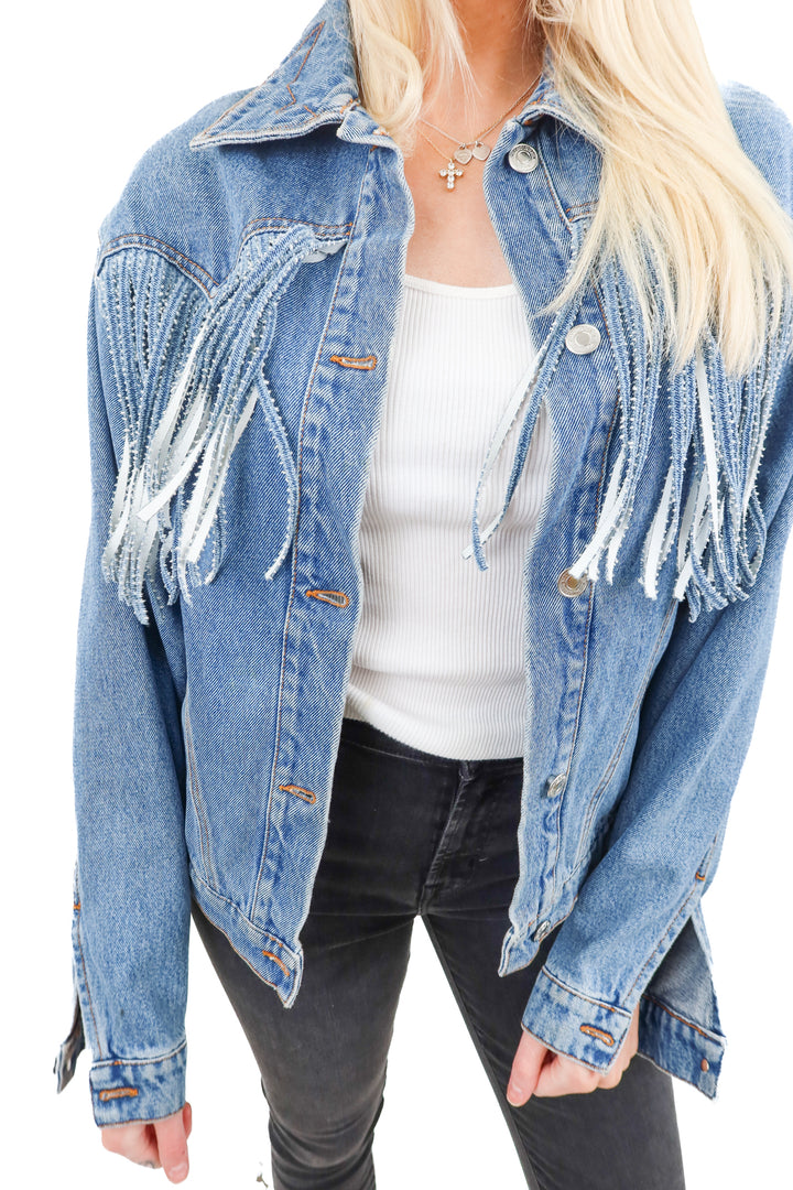 MSGM fringe jean jacket (S)