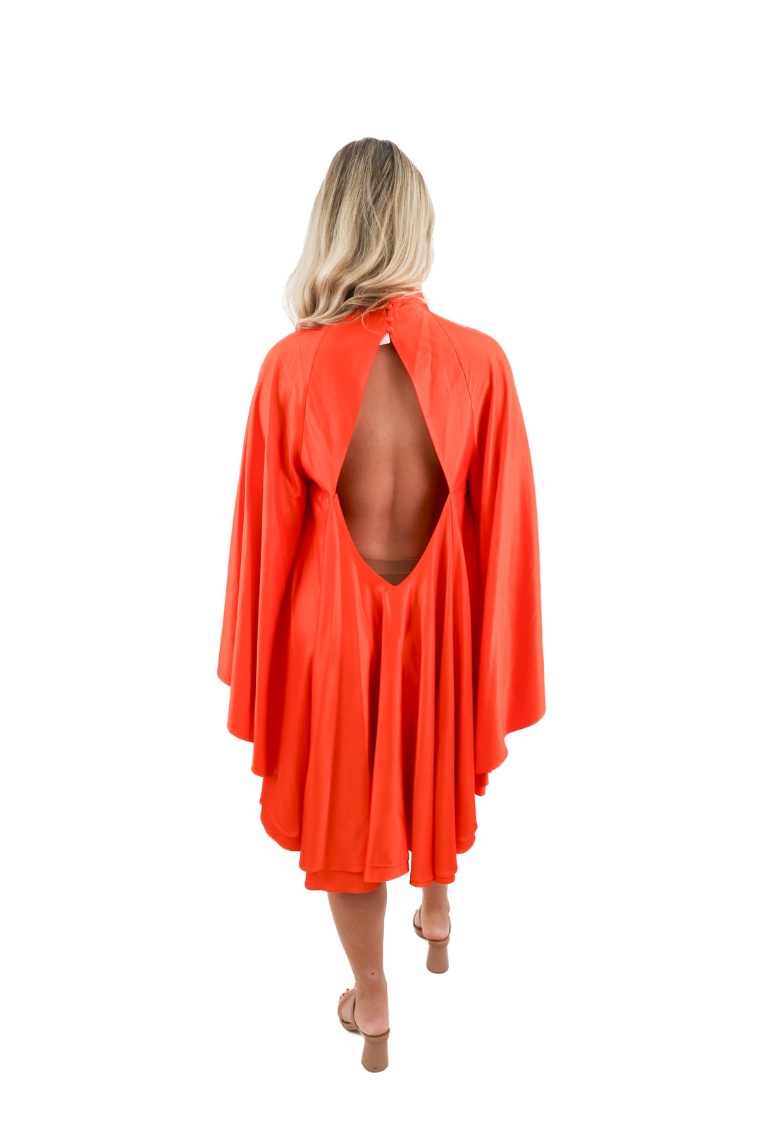 nasty gal orange flowy mini dress (m/l)