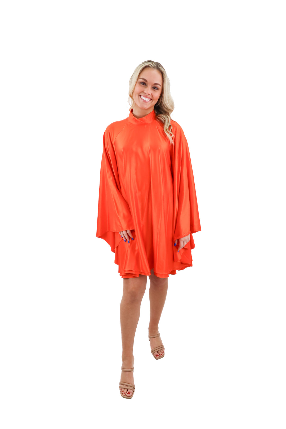 nasty gal orange flowy mini dress (m/l)
