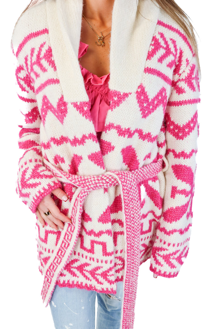 taelynn pink/white knit cardigan NWT (m)
