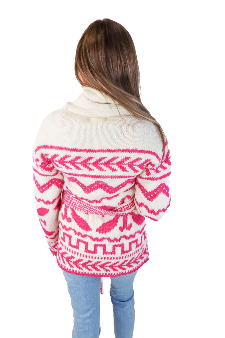 taelynn pink/white knit cardigan NWT (m)