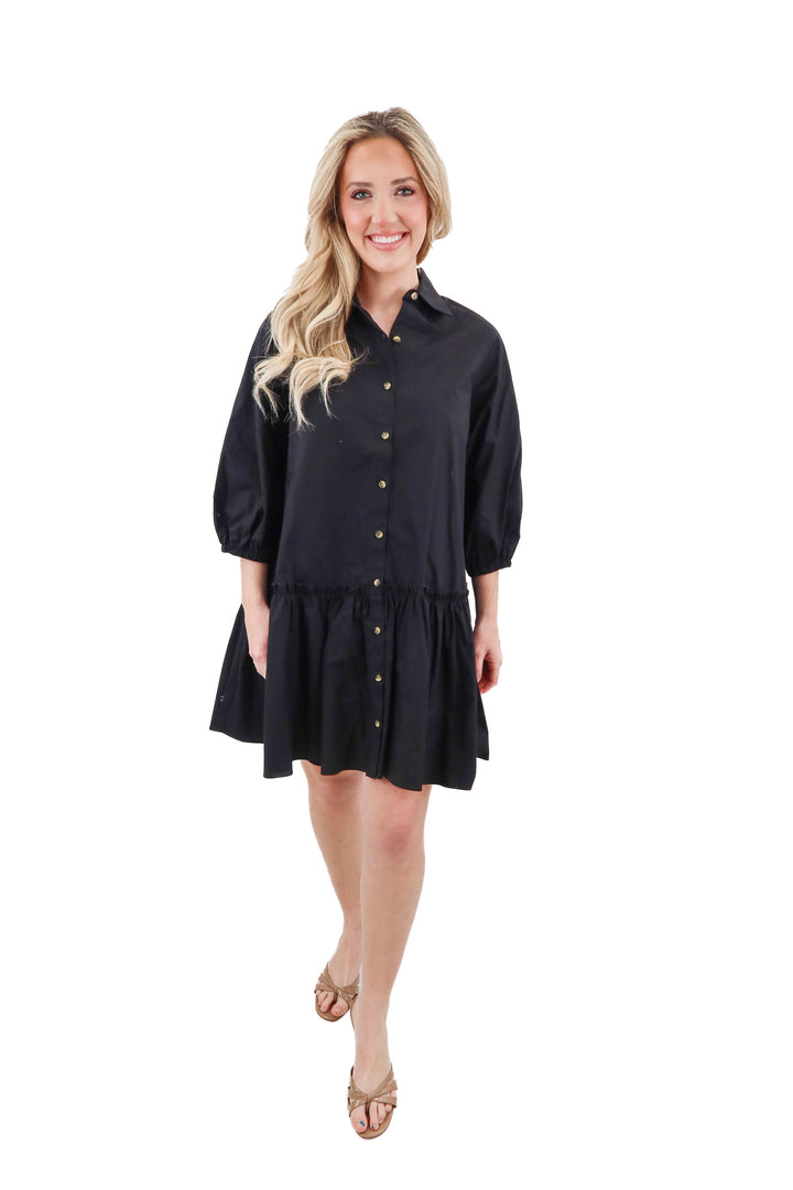 gb black cotton dress nwt (m; retail $75)