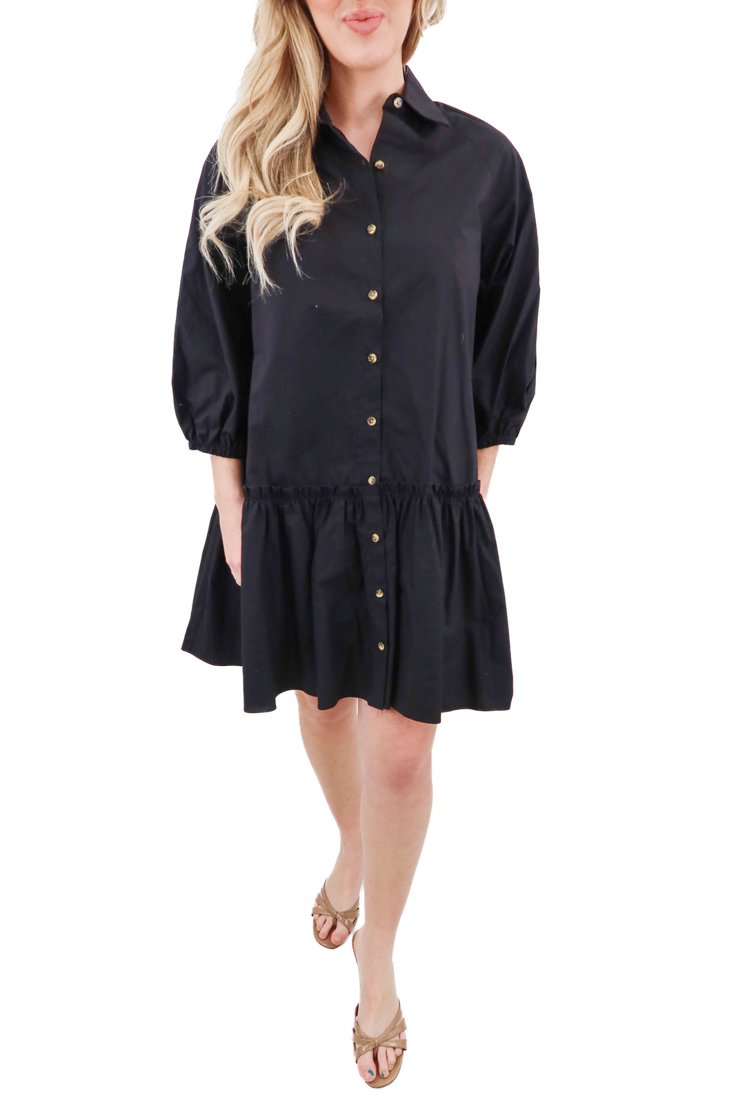 gb black cotton dress nwt (m; retail $75)