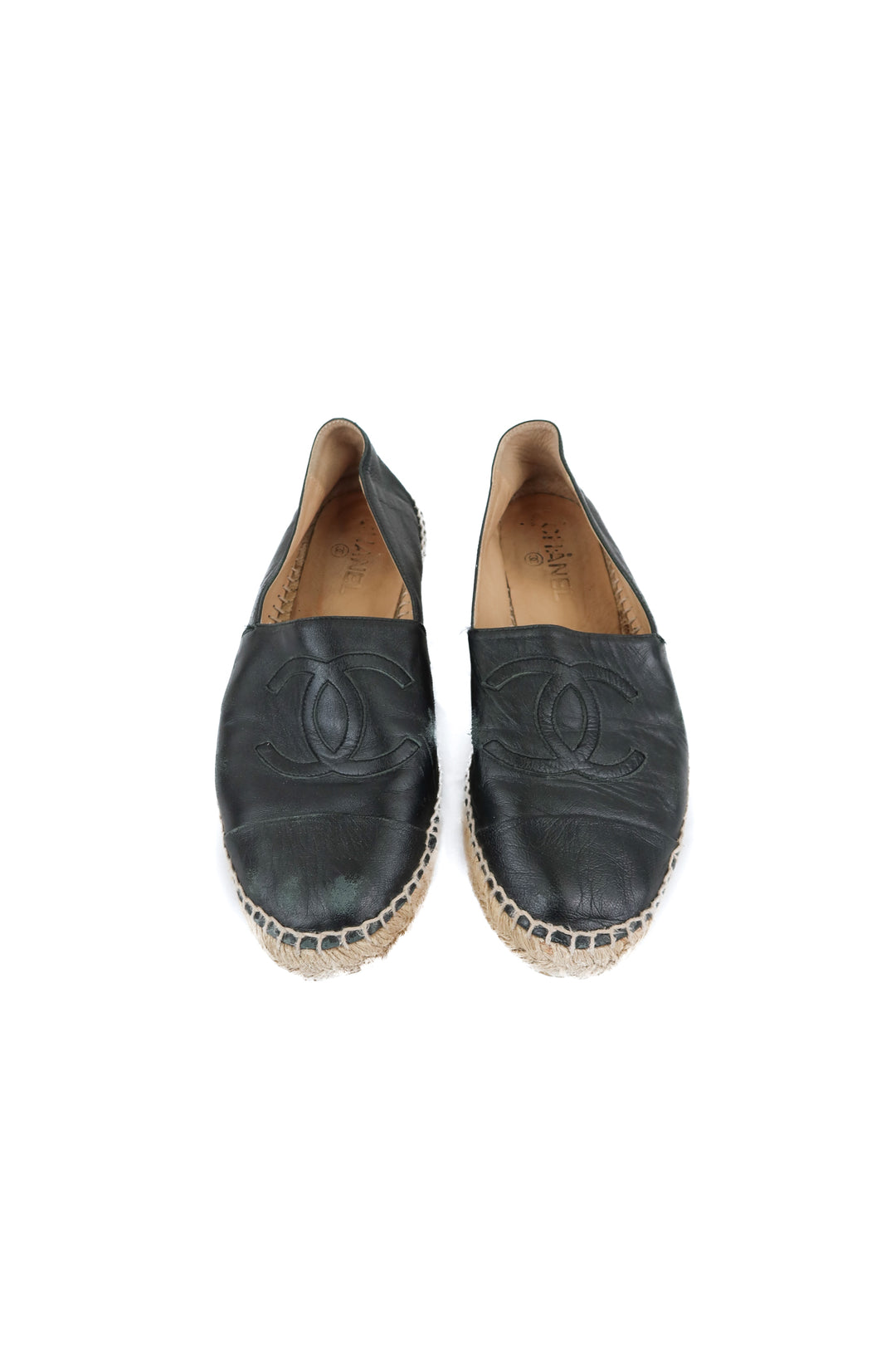 Chanel black leather espadrilles (41/ US11)