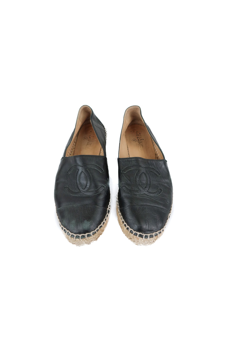 Chanel black leather espadrilles (41/ US11)