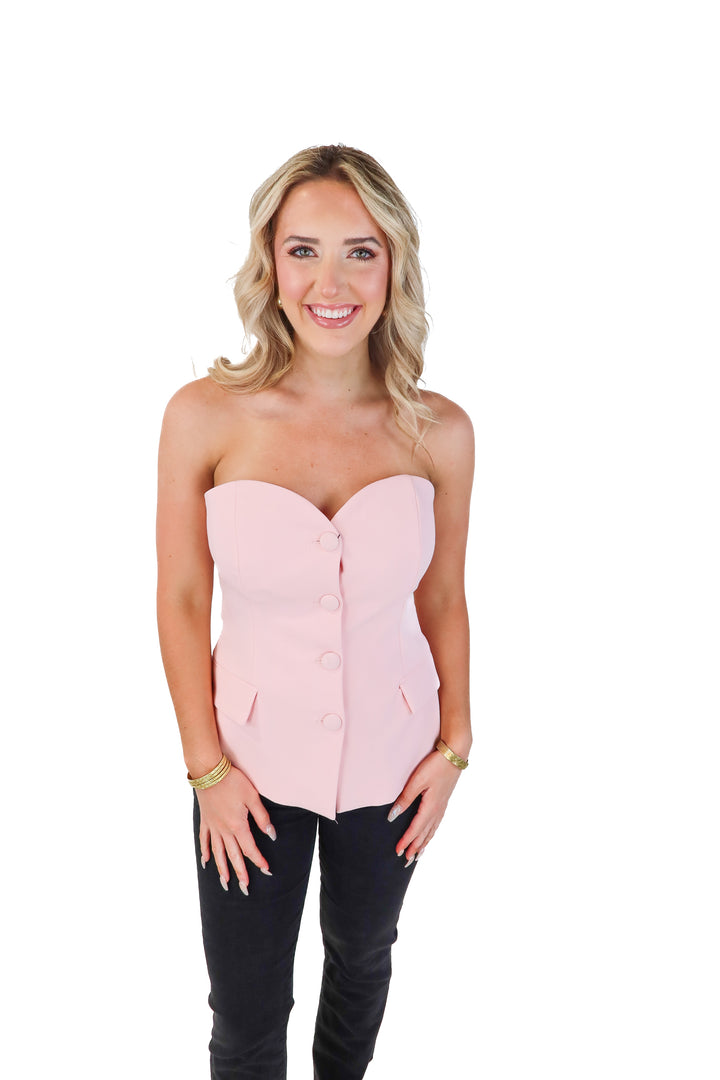 zara pink strapless blazer top NWT (m; retails $59.90)