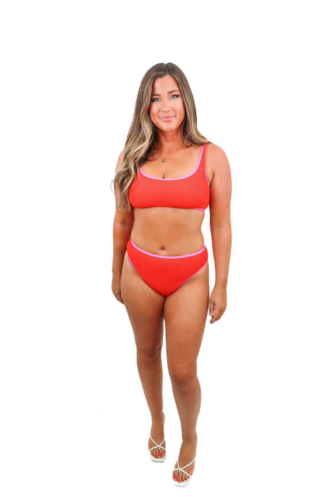 vici red/pink crinkle bikini (s/m; retail $98)