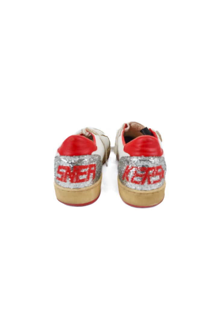 Golden Goose ballstars red and silver sneakers (40/ US10; retail $655)