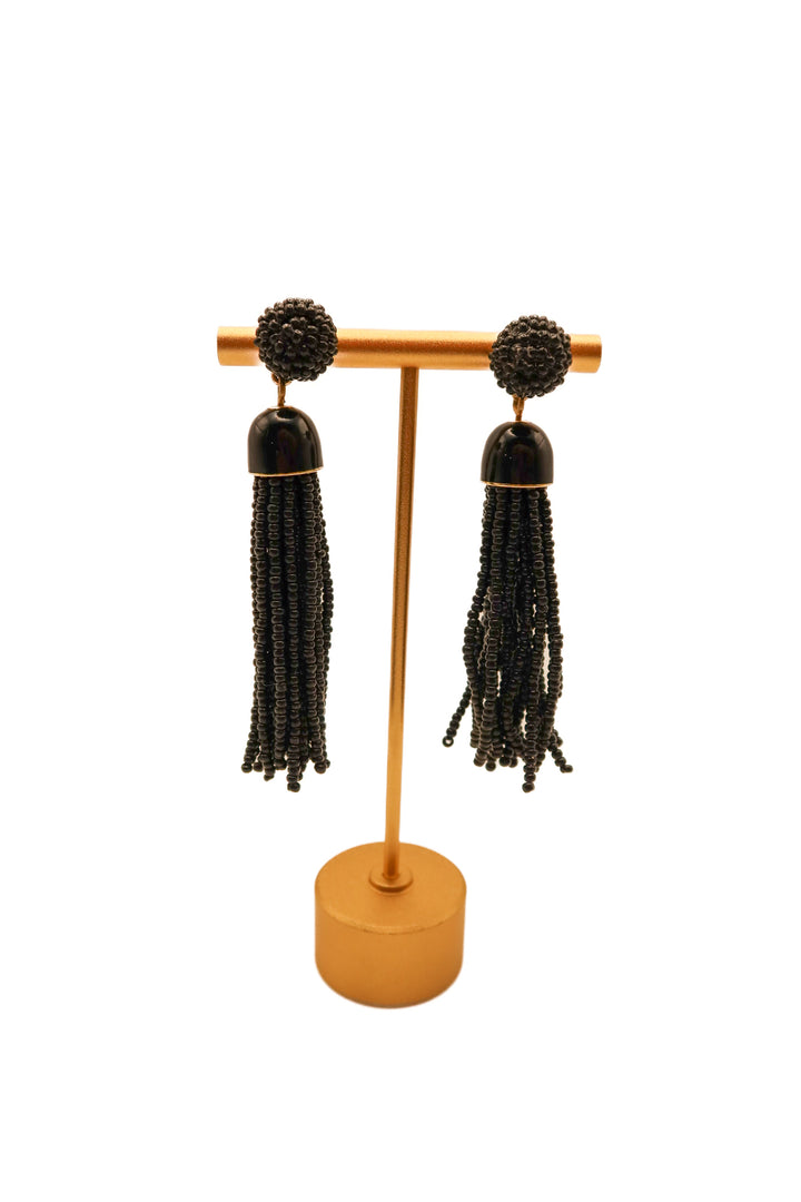 Black beaded drop earrings