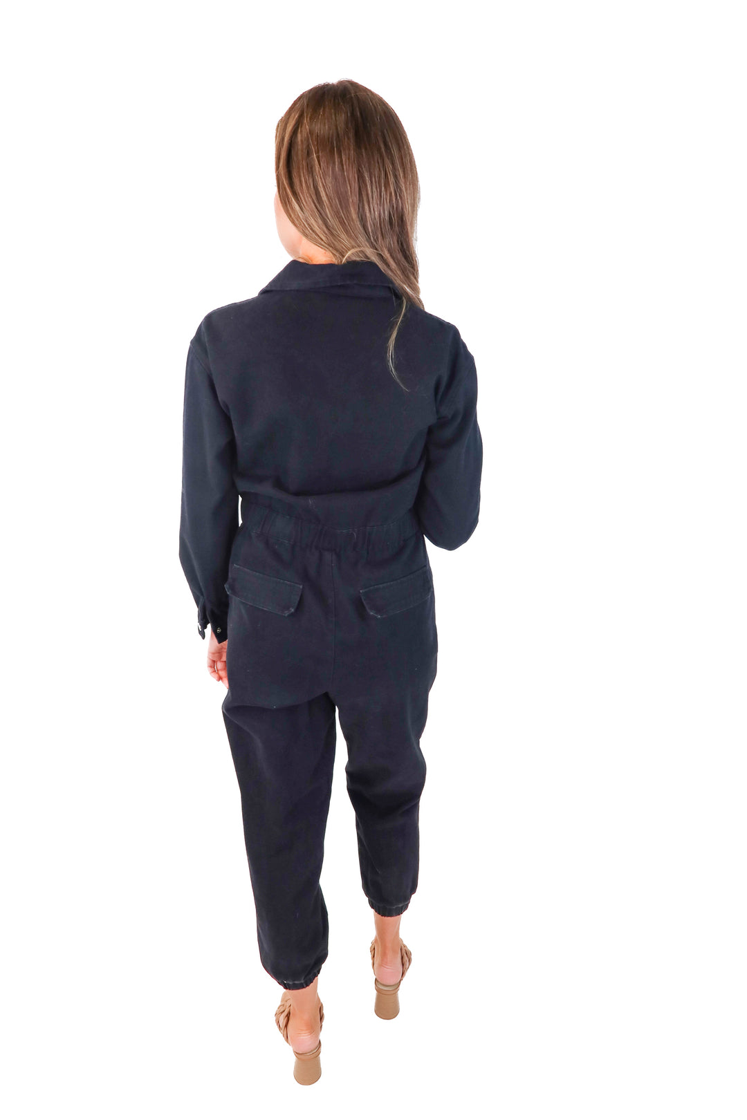 fore black denim jumpsuit (s; retail $218)