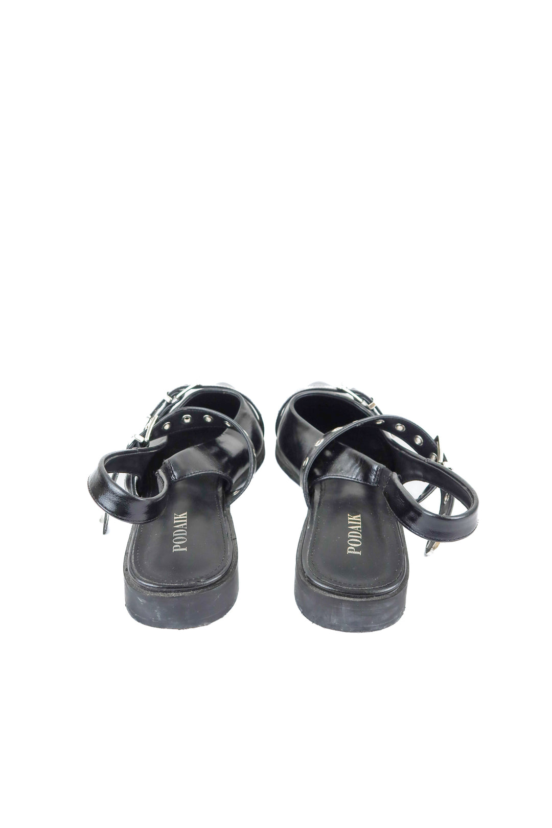Podaik black and silver flats (10; retail $39)