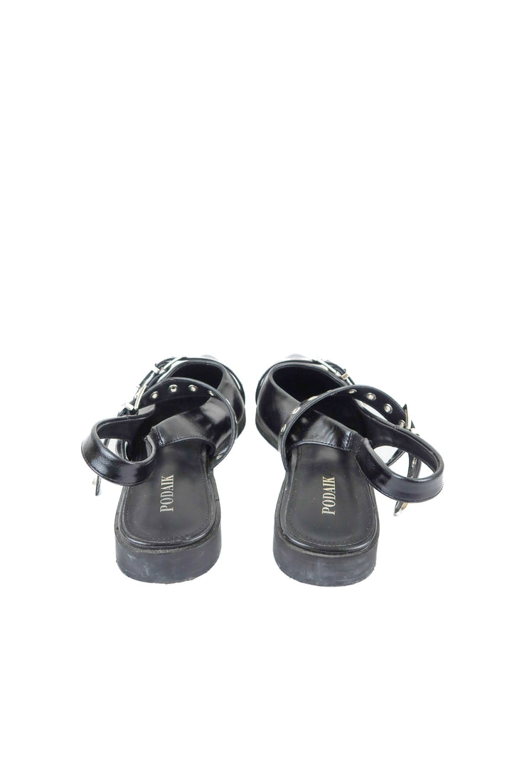 Podaik black and silver flats (10; retail $39)