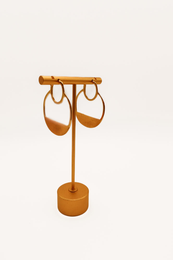 Gold half circle earrings