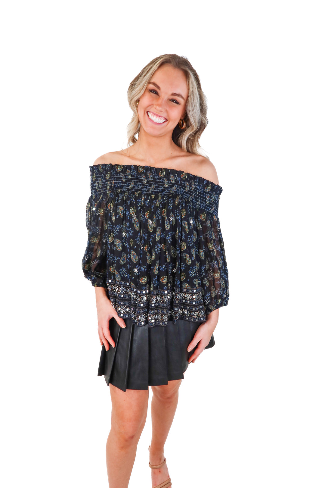 Free People Beaded Blouse (M; retail $138)