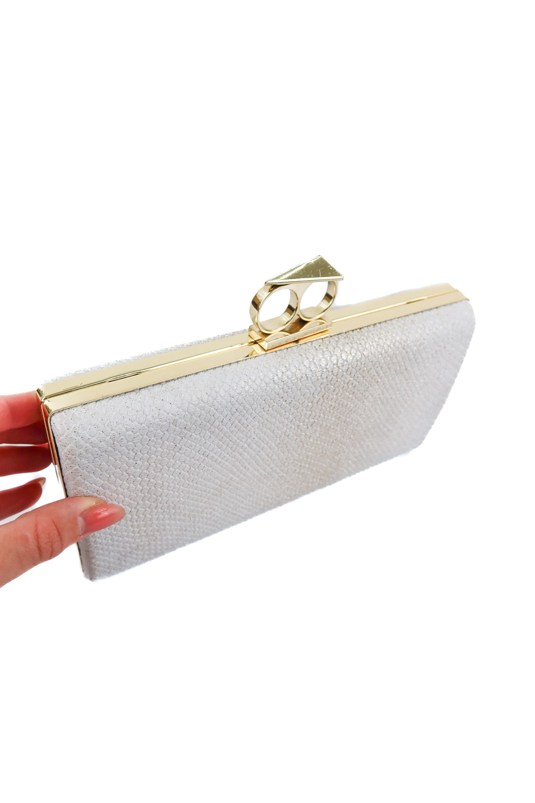 Kate landry white and gold clutch