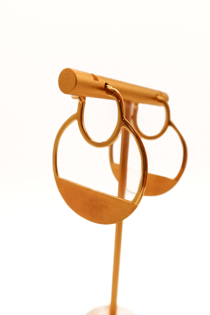 Gold half circle earrings
