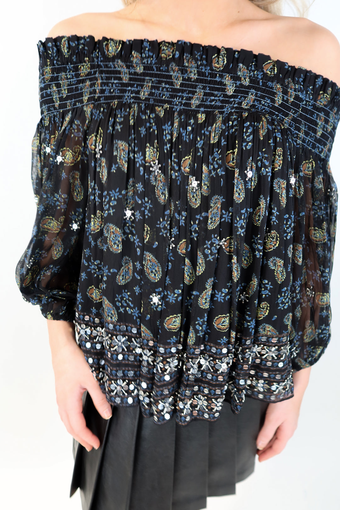 Free People Beaded Blouse (M; retail $138)