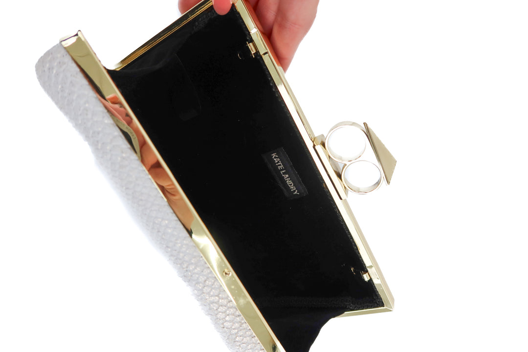 Kate landry white and gold clutch