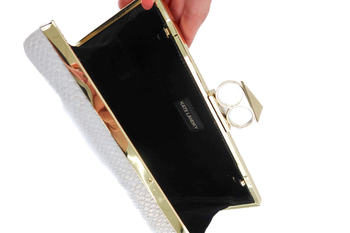 Kate landry white and gold clutch