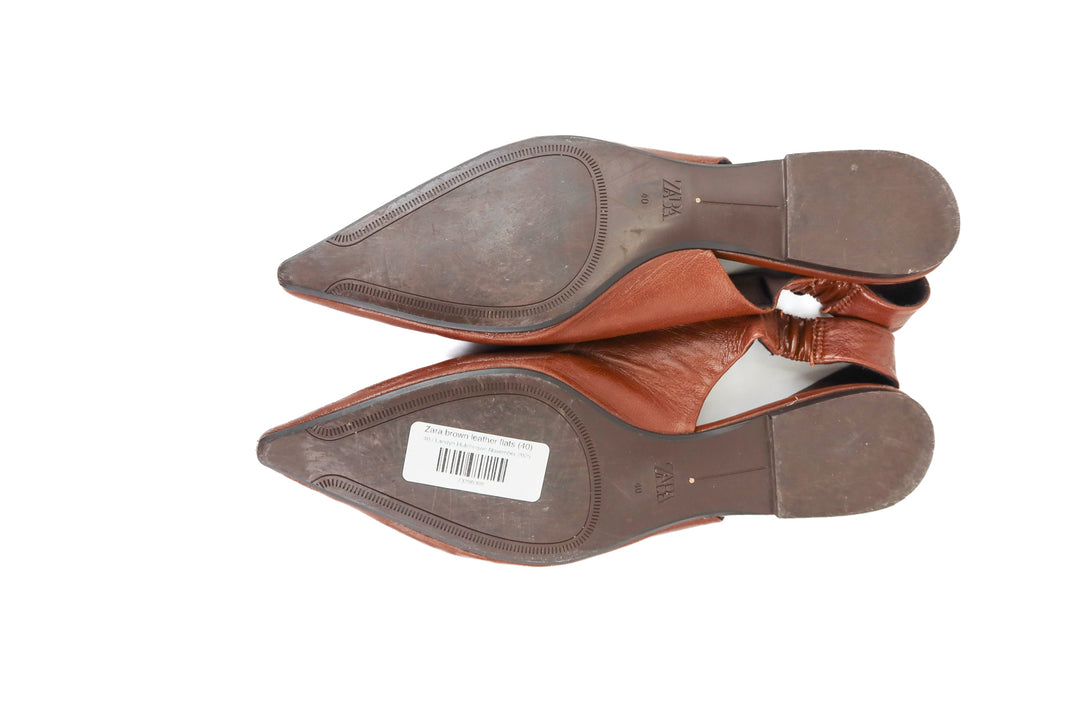 Zara brown leather flats (40)